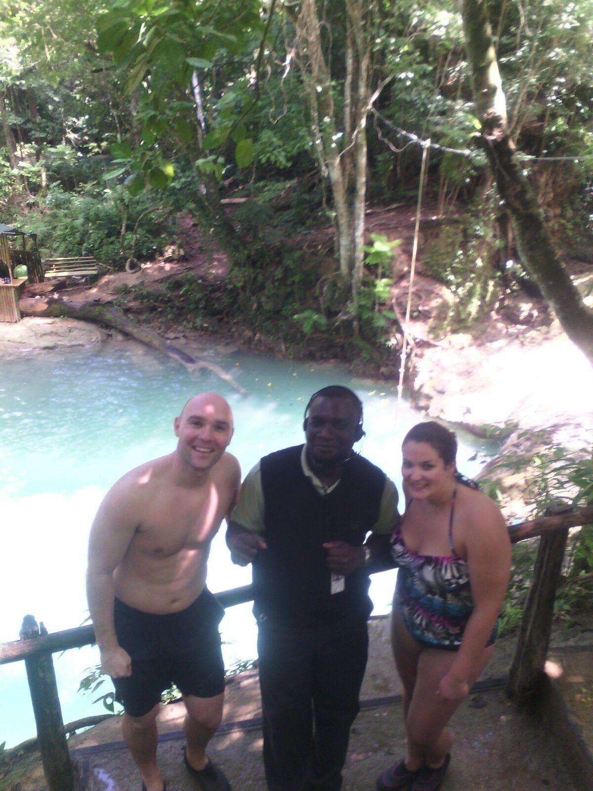 Driver Brian with guests at Blue Hole Ocho Rios