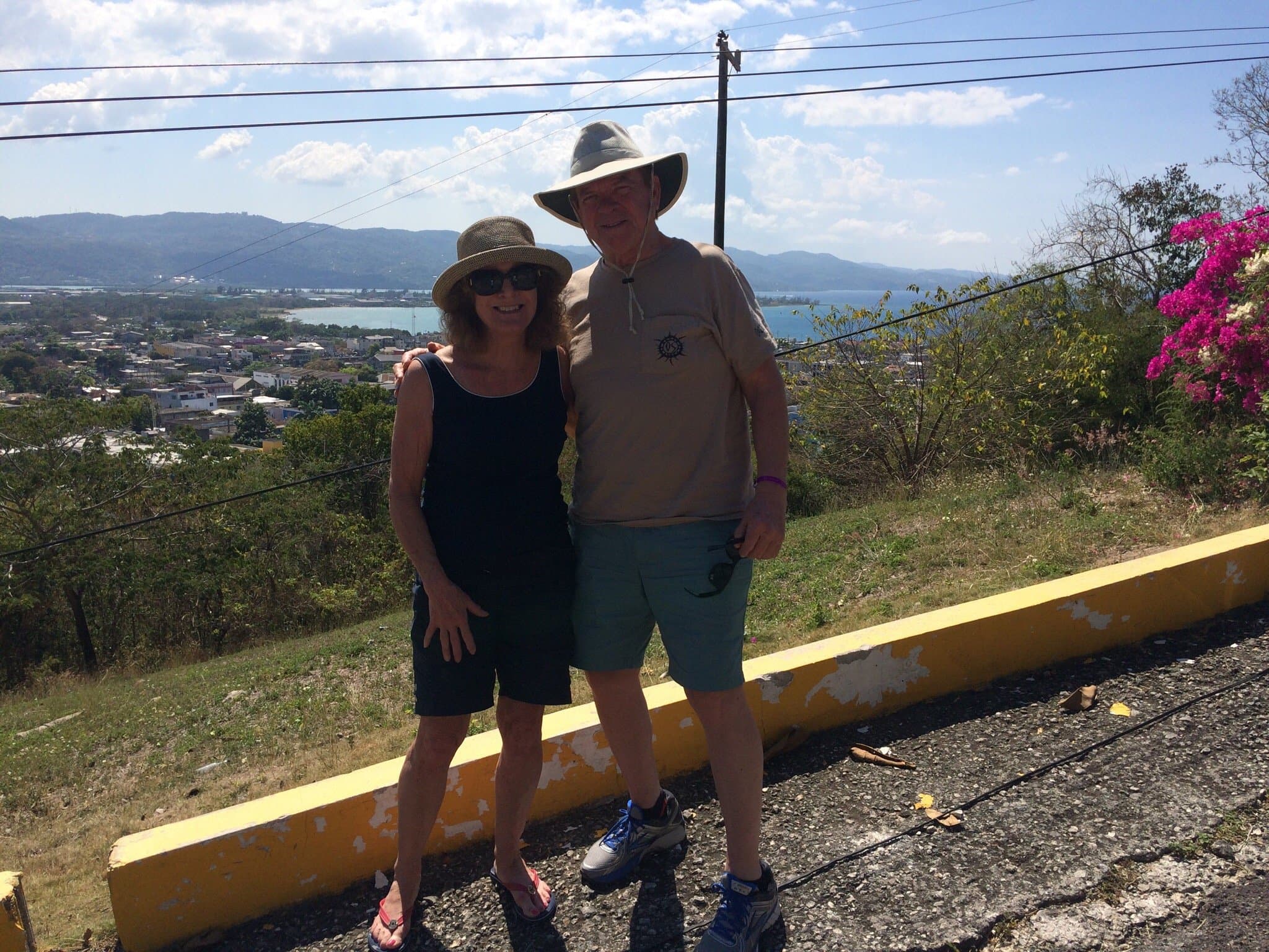 Paul and Us at a scenic overlook called Richmond Hill. The entrance to Hampden Rum.