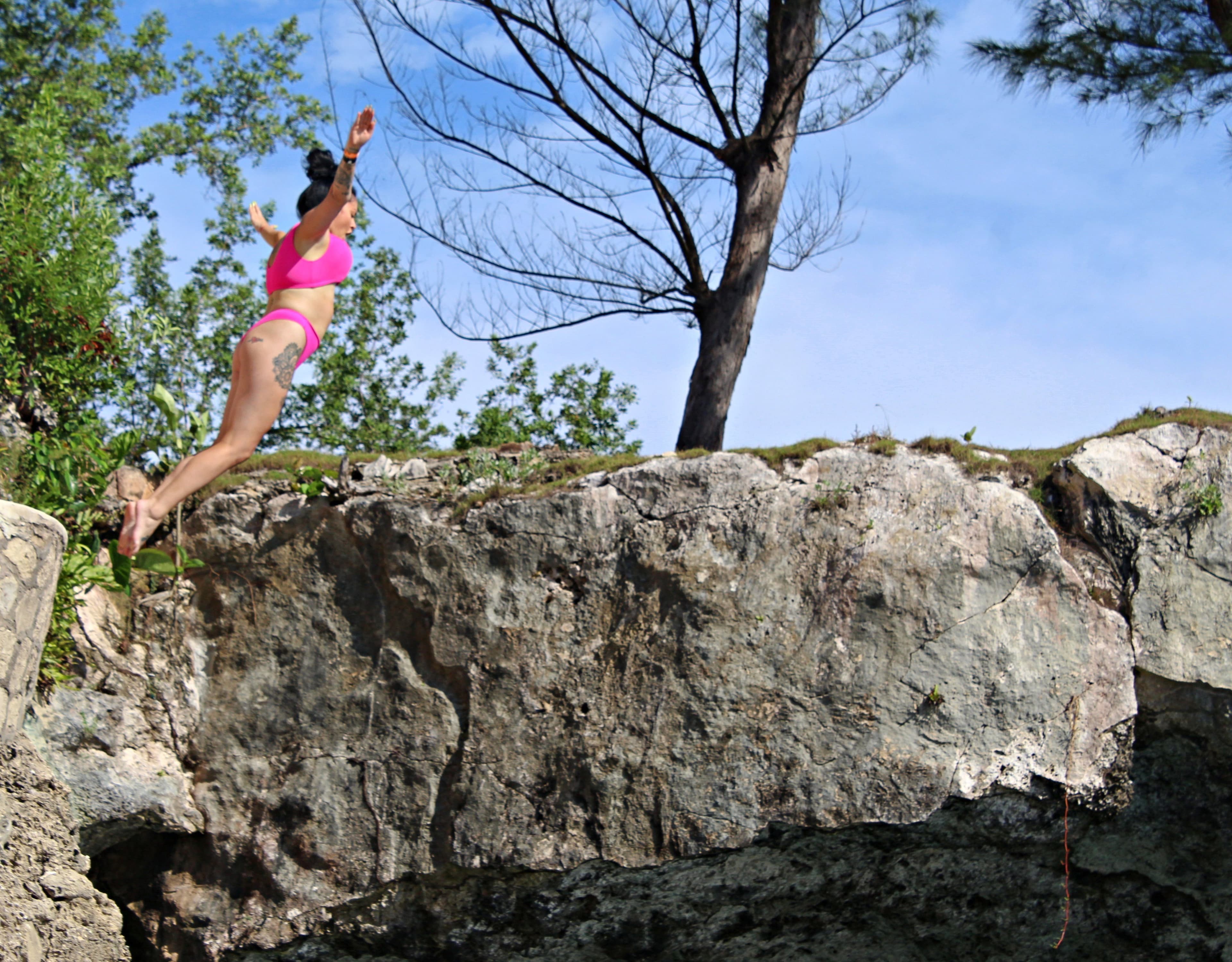 leaping off the cliffs at the Ricks Cafe and feel that rush of adrenaline {west end Negril}