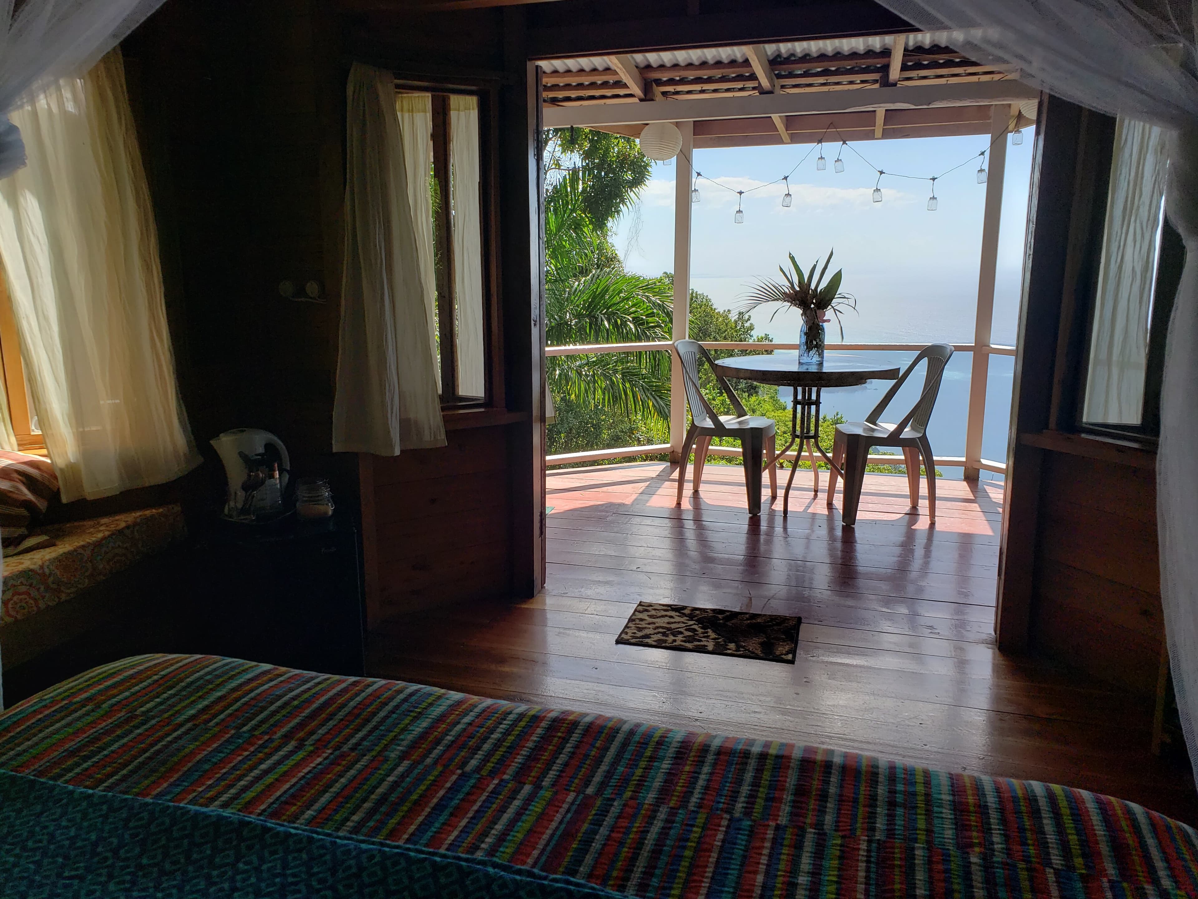 Looking out in the natural garden and the ocean