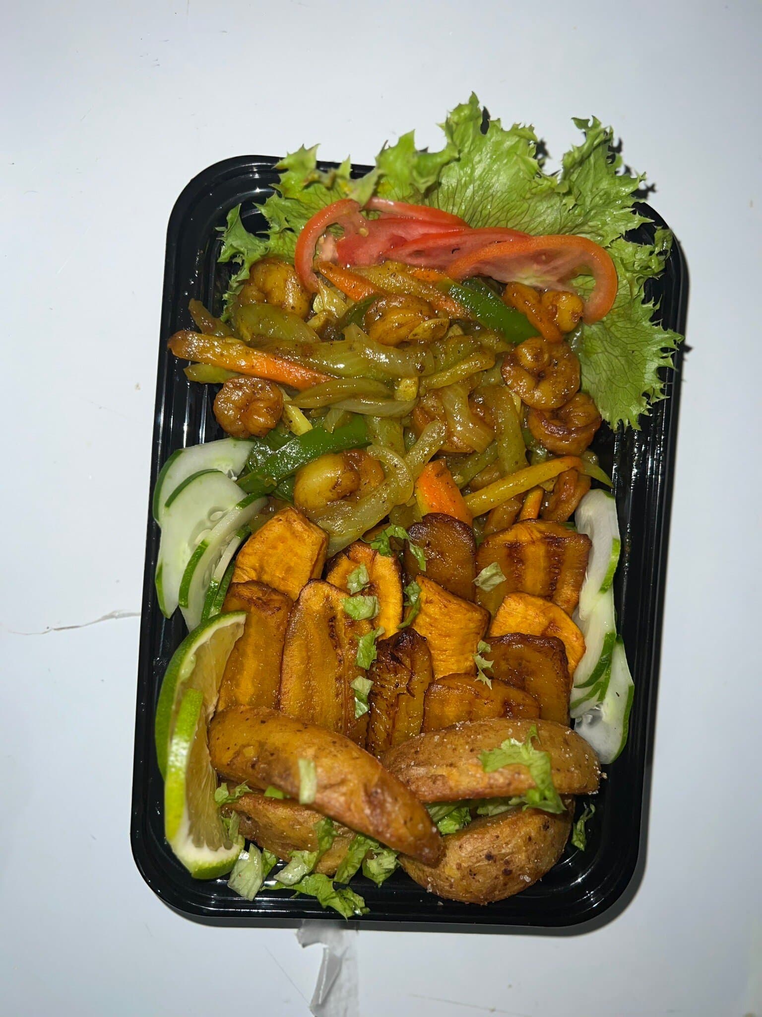 Curry Shrimp with ripe plantain