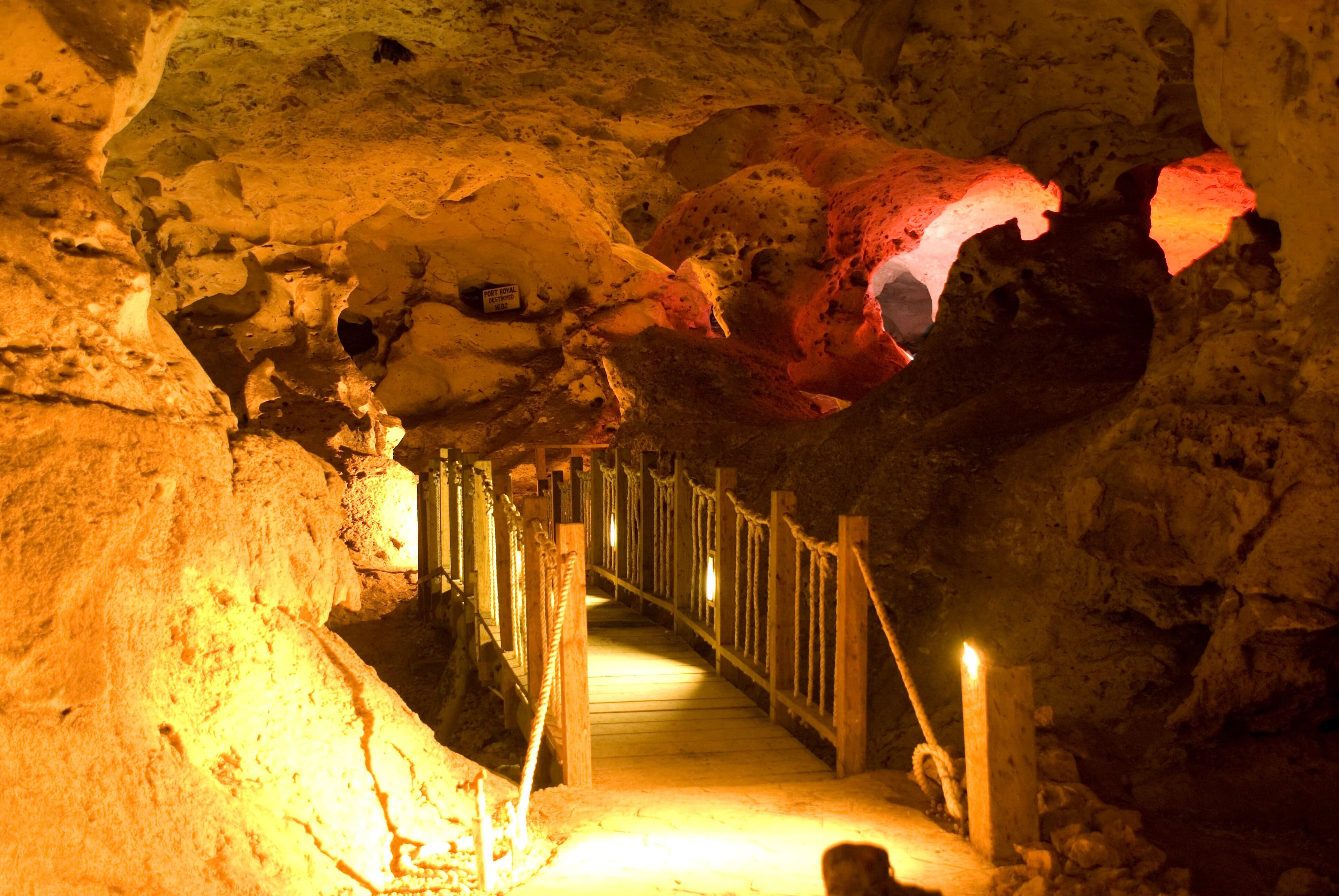 The bridge walk inside Green Grotto Caves