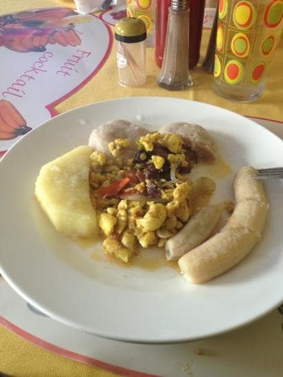 Ackee and corn pork :)