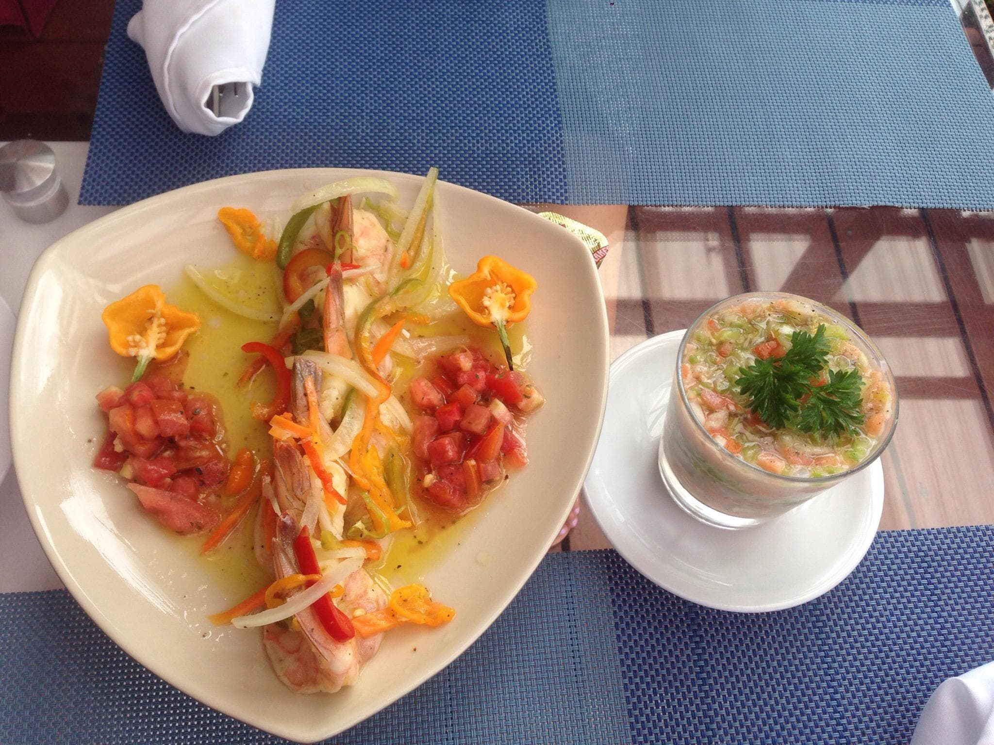 Shrimp Aguachile (very spicy) and Ceviche Mix