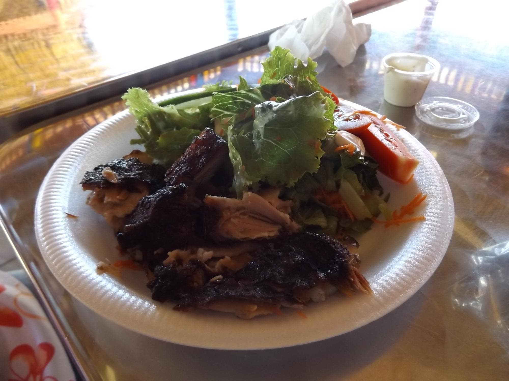 Jerk pork salad, taste sensation.