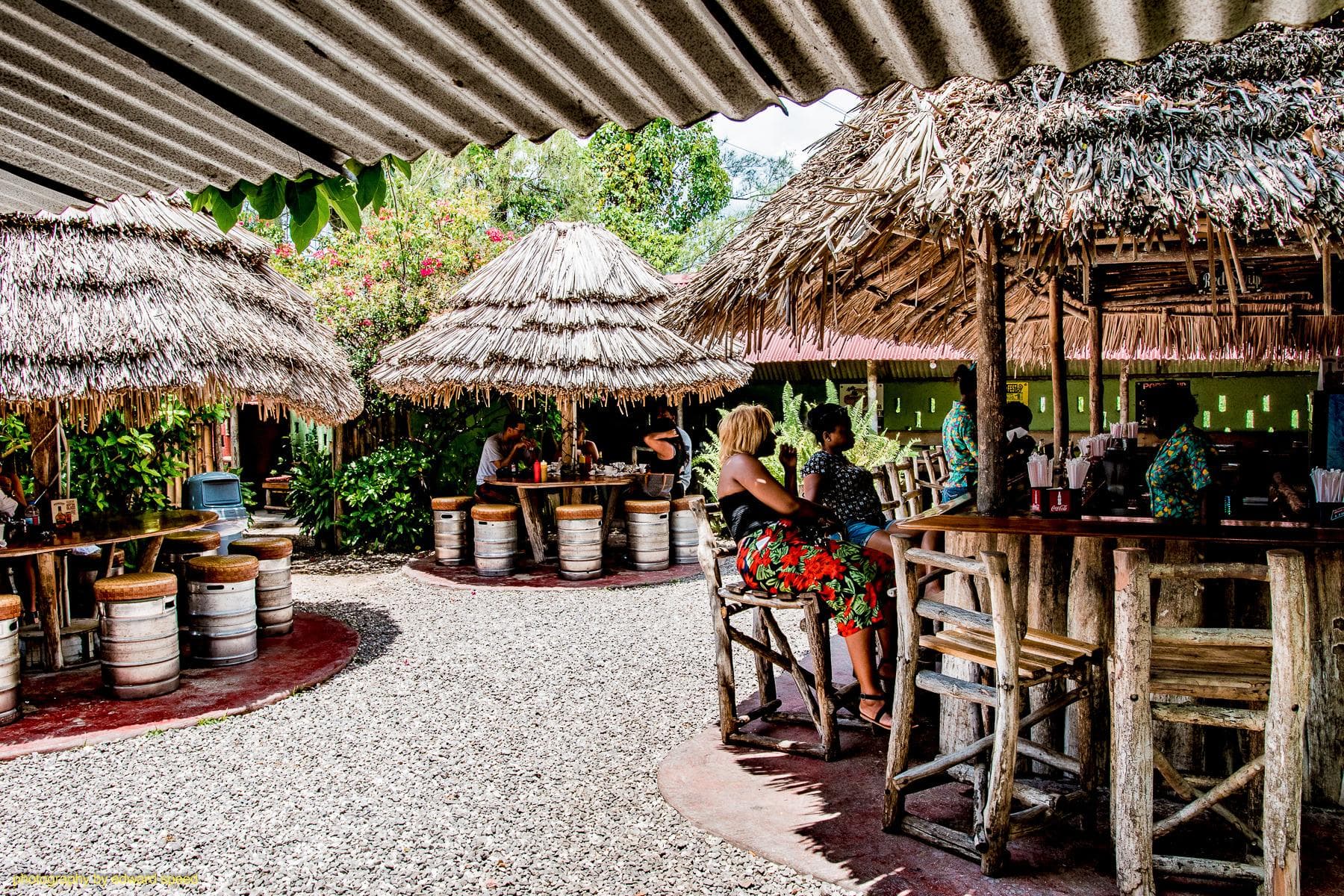 Outside dining on kegs