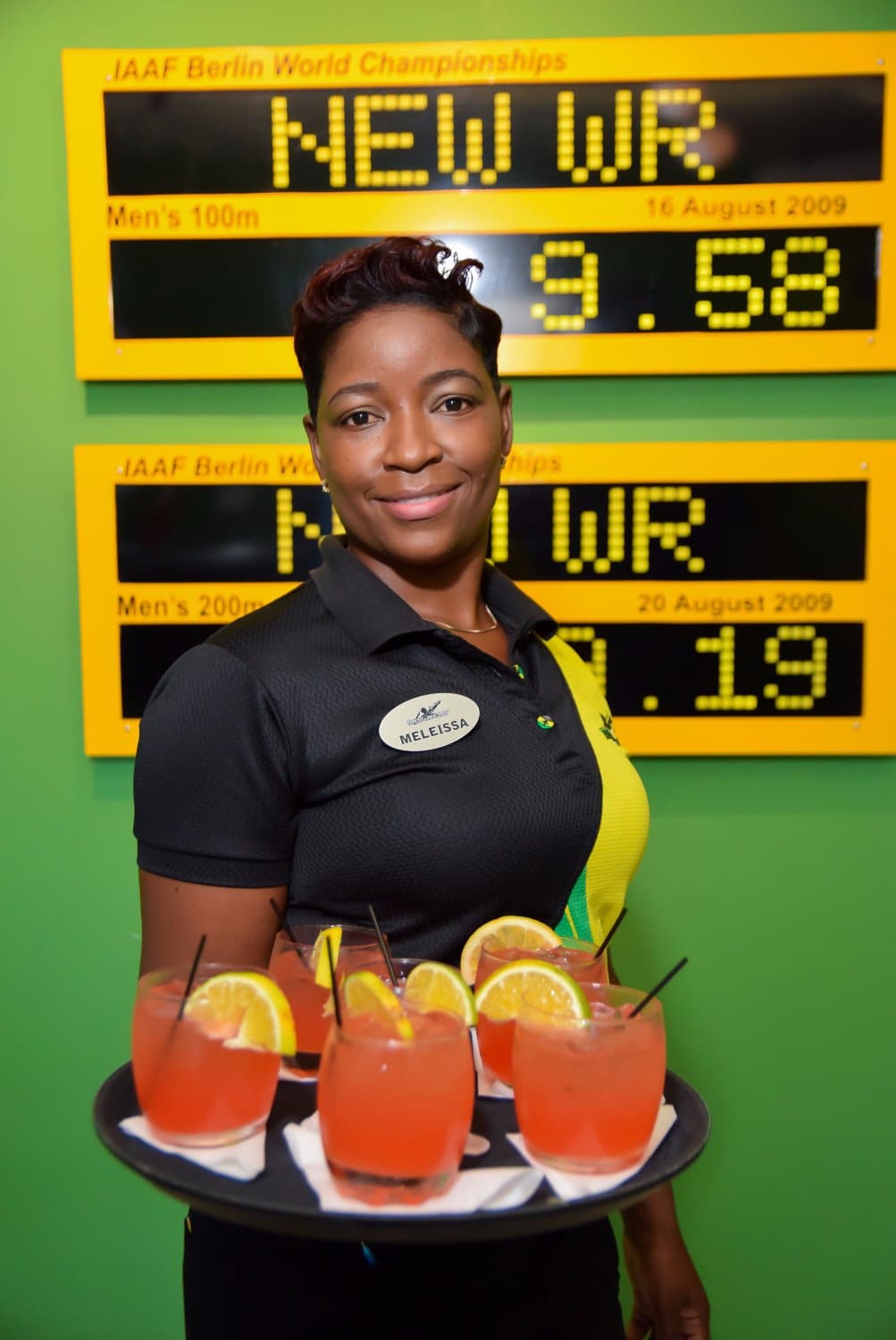 Drinks in the foyer at Usain Bolt's Tracks and Records Ocho Rios