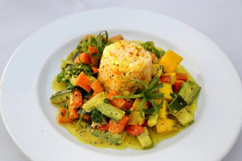 Vegetable Rundwon, a lovely vegetarian option with coconut braised veggies.