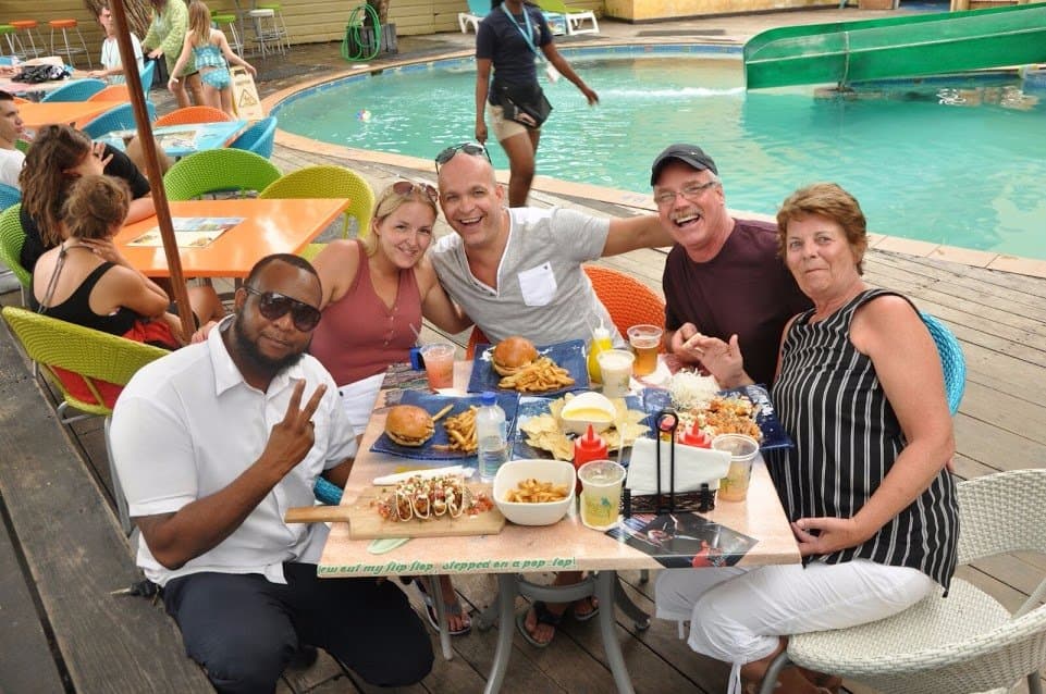 Having lunch with some of my friends