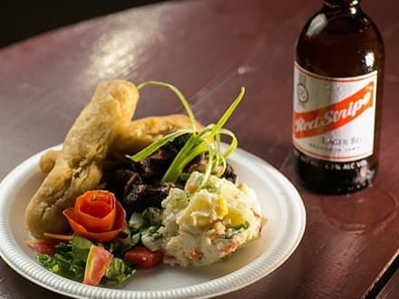 Enjoy a Red stripe with your meal