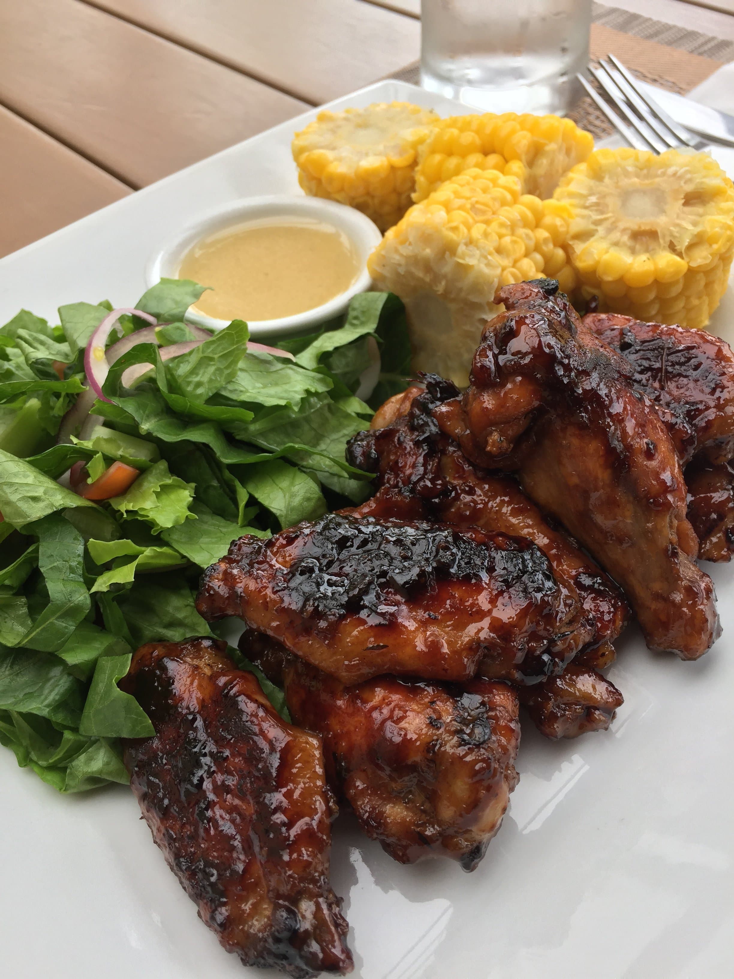 Red Wine BBQ Wings and side salad