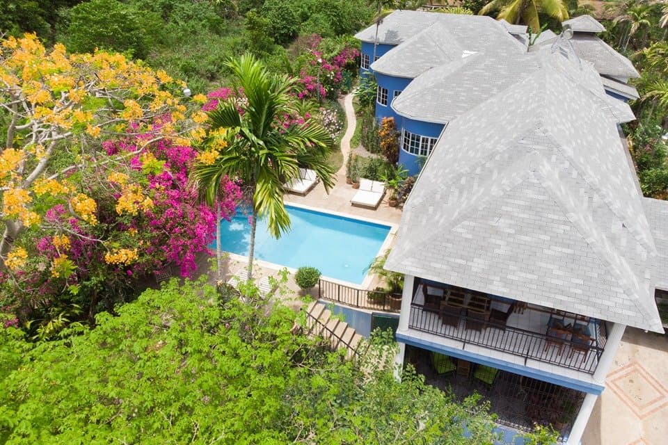 Aerial Shot of The Blue House Boutique B&B in Ocho Rios Jamaica