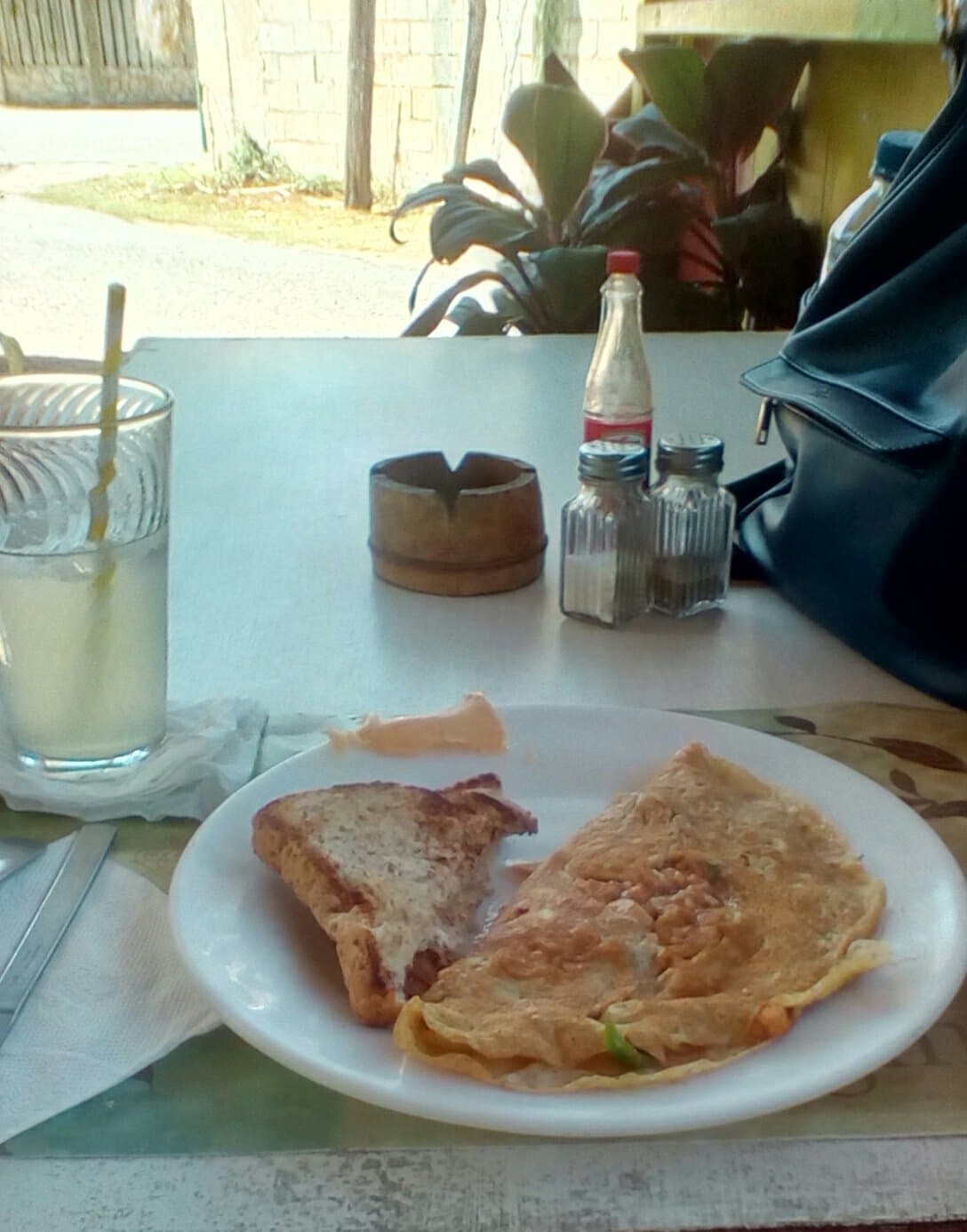 My massive lobster omelet and drink