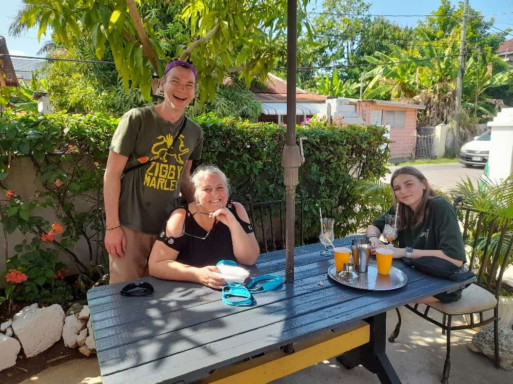 Calico Jack and his beautiful family chillaxing drinking Rum punch Irie vibes 1 love