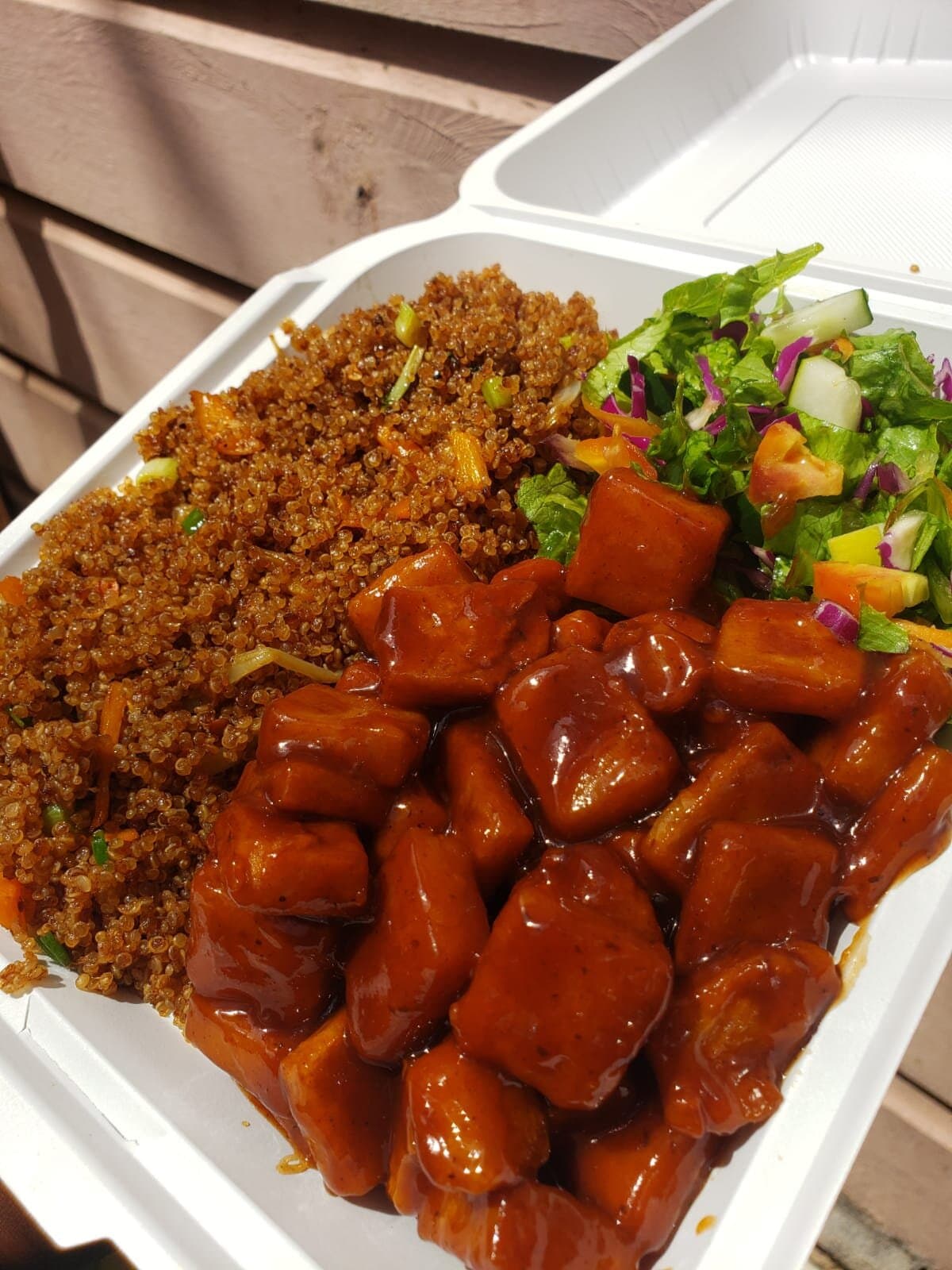 We're the home of soy-free tofu (chickfu) & it pairs perfectly with...well...everything. Our recommendation - quinoa or basmati stir-fry.