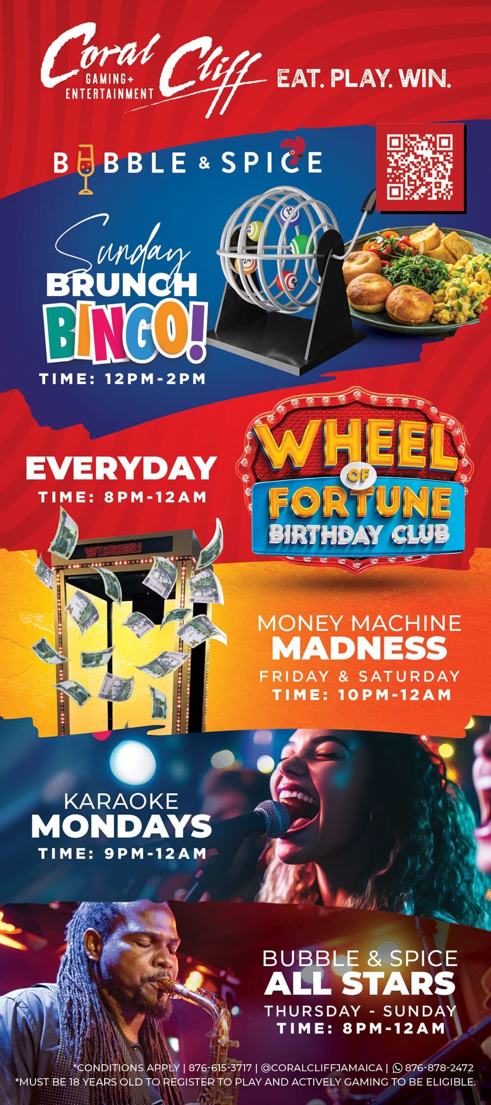 Exciting Live Entertainment & Promotions: Sunday Brunch Bingo Birthday Club Money Machine Madness