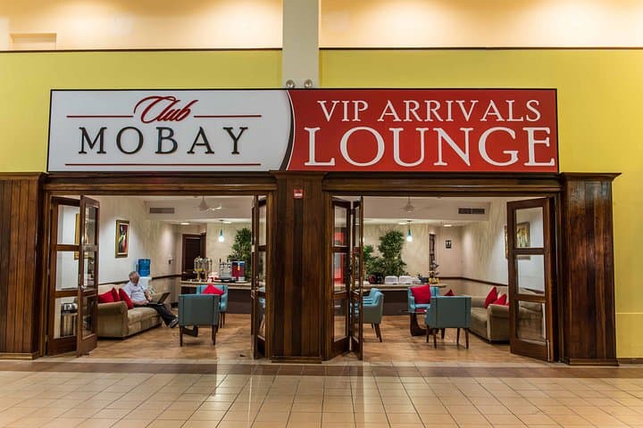 Air conditioned VIP lounge with drinks and snacks included after customs